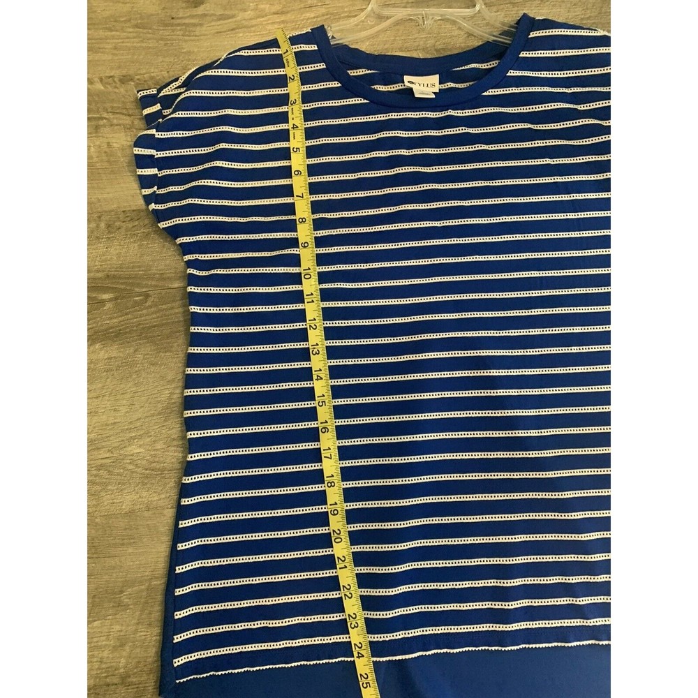Blue Large striped Short sleeve tunic style shirt size Large Stylus - Picture 6 of 9